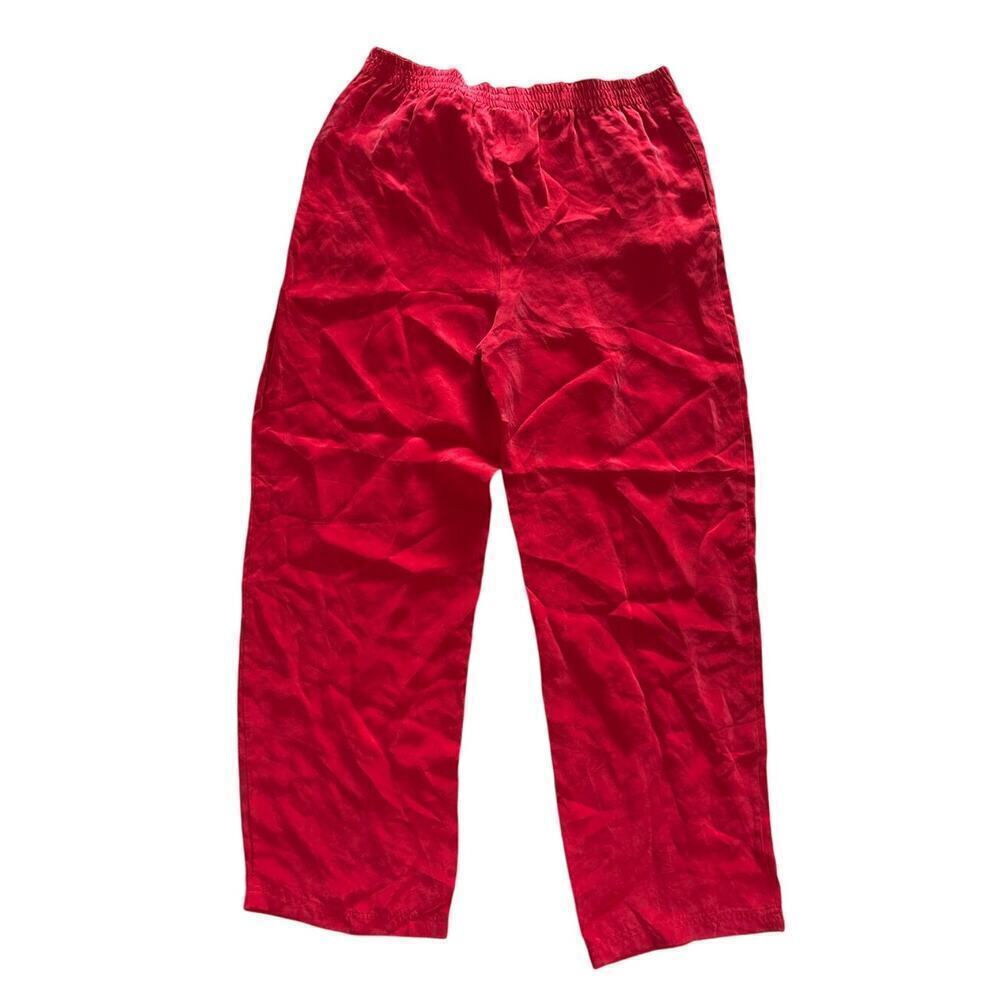 Vintage Carole Little Red Rayon Pants (Silk Feel) - Size 12 - Picture 3 of 5